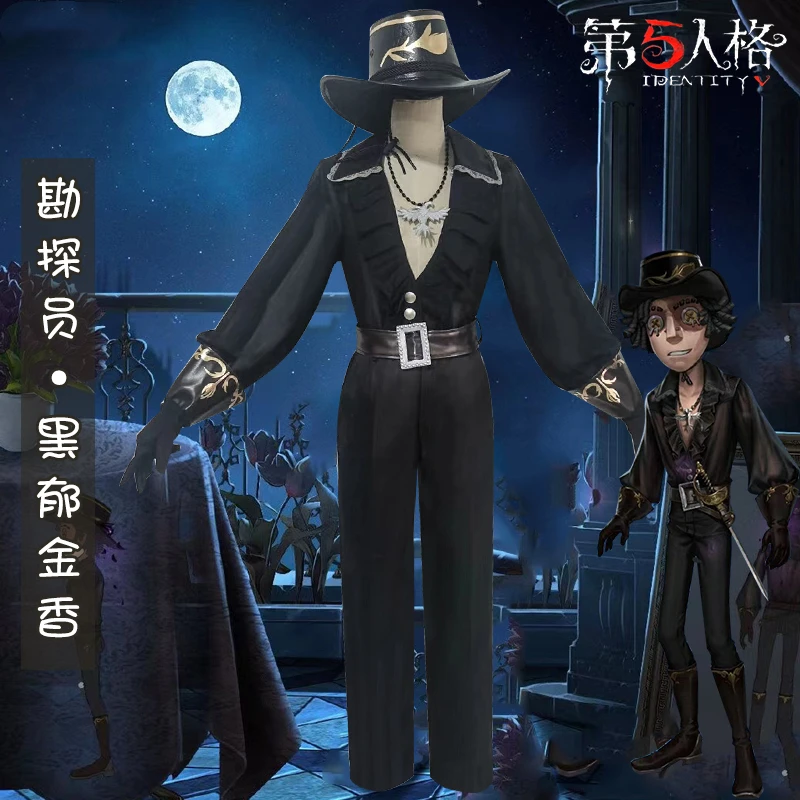 

Hot Game Identity V Prospector Noton Campbell Cosplay Costume Black Tulip Suit With Hat Hallween Carnival Uniforms Unisex