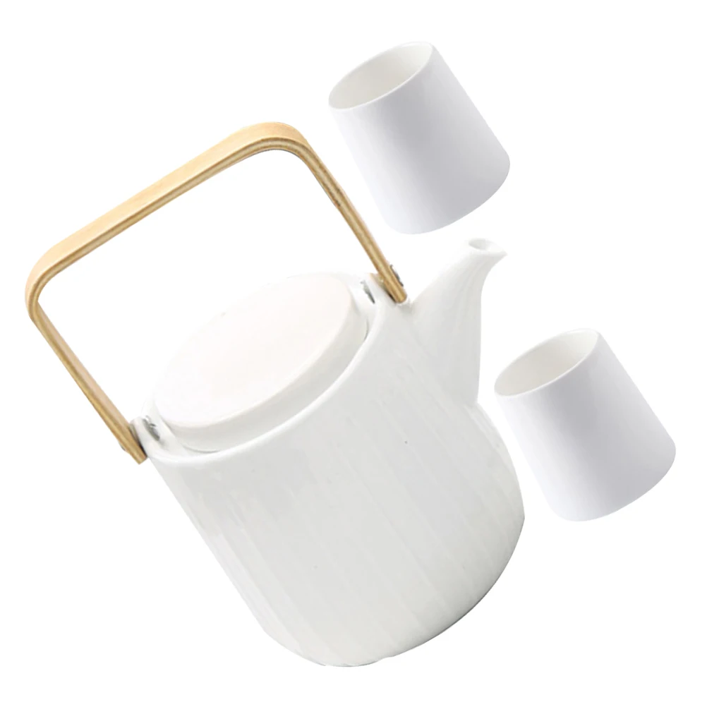 

Ceramic Teapot Set Kettle Cups Loose Leaves Wood Tea Drinking Beautiful Design Safe Portable Storage Tea Coffee Kitchen