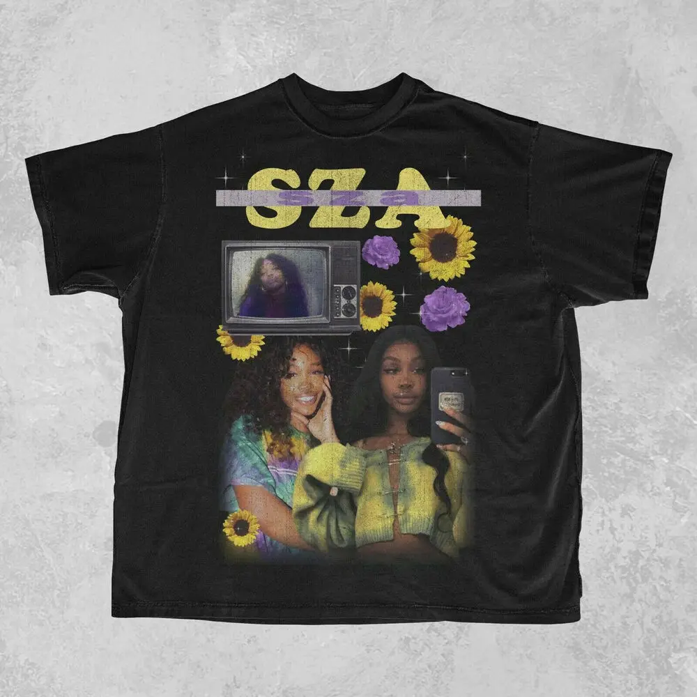 

SZA Collage Men T-shirt Black Unisex Cotton Tee All Sizes 1F695 Anime pattern clothing high quality 100% cotton short sleeveUnis