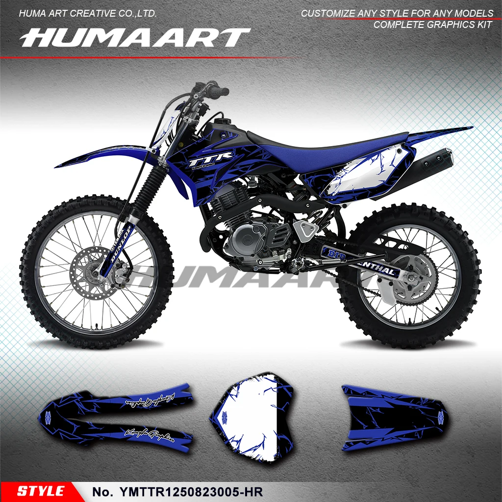 HUMMART stiker grafis sepeda motor trail, Kit bungkus decal Kustom vinil lengkap untuk Yamaha TTR 125 2008-2025, YMTTR1250823005-HR