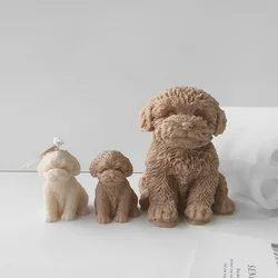 Teddy Dog Head Candle Mold Cute Animal Shape Handmade Aromatherapy Plaster Soap Silicone Mould DIY Home Decoration Tools