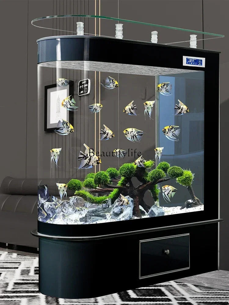

LD332023 New Light Luxury Fish Tank Living Room Small Floor Household Large Subareas Screens Hallway Change Water