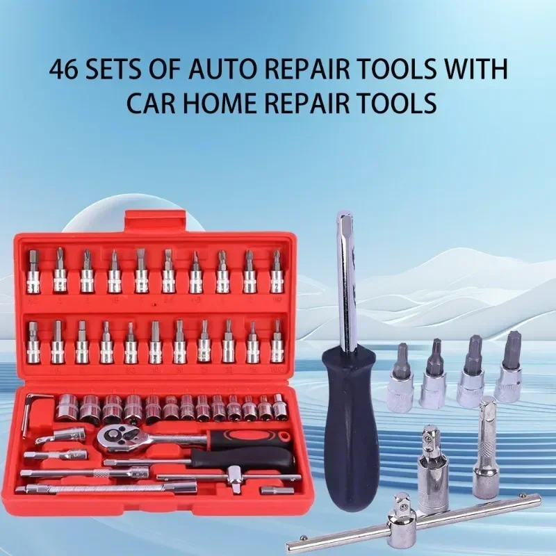 

46pcs Ratchet Wrench Tool Combination 1/4 Inch Small Fly Ratchet Torque Screwdriver Wrench Auto Repair Home Mechanical Tool Kit