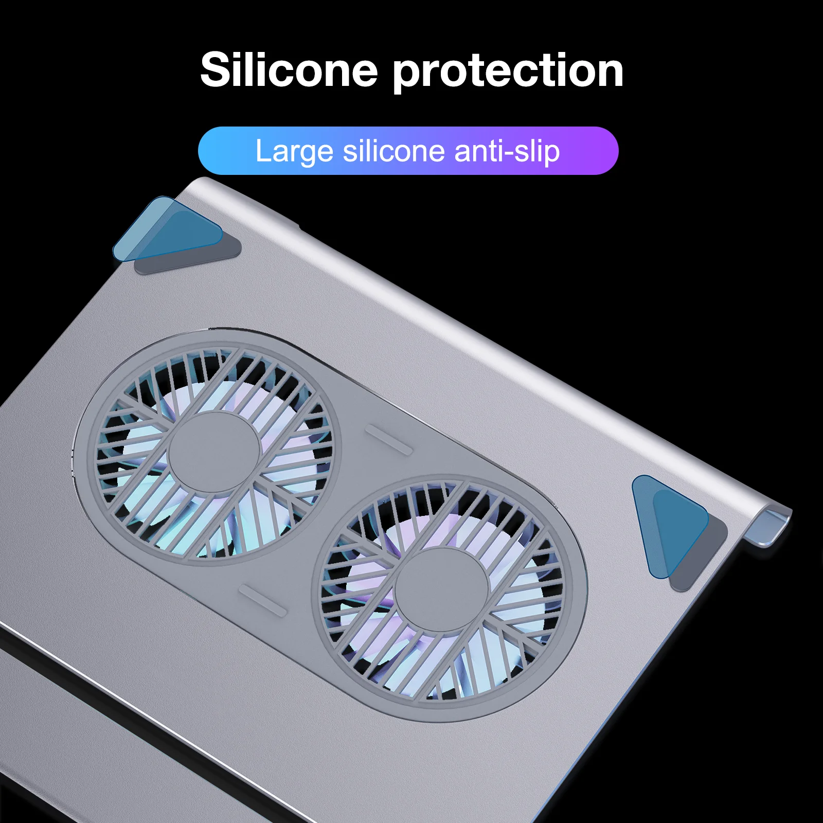 Dudukan Pendingin Laptop Kipas Ganda Paduan Aluminium Unew dengan Desain Lipat & Port Tipe C