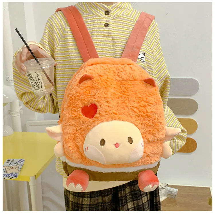 Ins Style Cute Cartoon Puppy Backpack Plush  Bag Casual Versatile School Bag for Girls Daily Commute Backpack 1