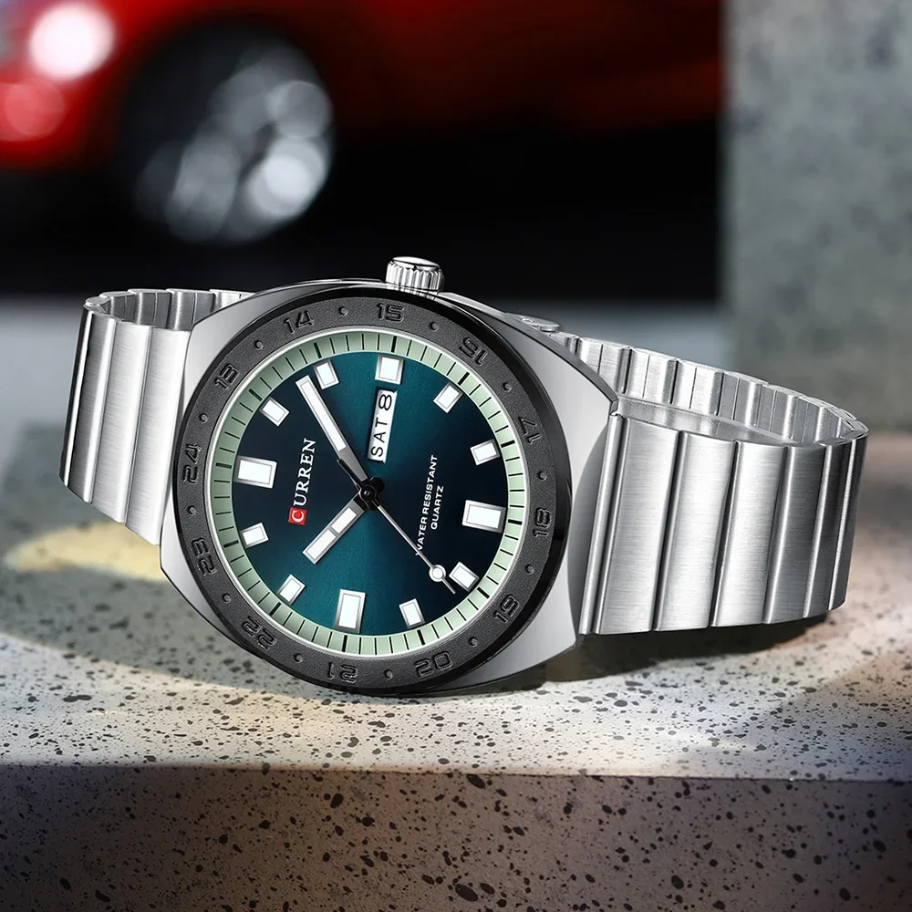 CURREN мужские часы модные кварцевые наручные часы водостойкий ремешок из нержавеющей стали с датой Relogio Masculino