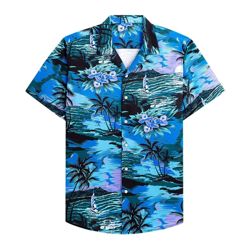 

Summer New Large Size Men's Casual Digital Printing Short-sleeved Shirt Hawaiian Men's Shirt Temperament Fashion Personality