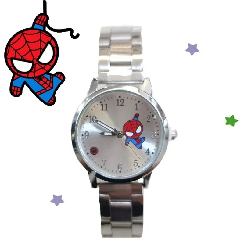 New Disney Spiderman Cartoon Children Watches Waterproof Stainless Steel Watch for Kids Boy Quartz Wristwatch Clock Dropshipping