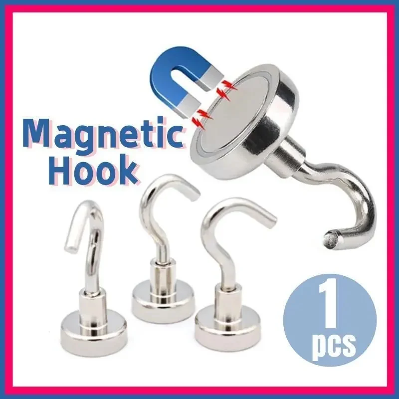 Super Strong Neodymium Magnetic Hook, Mini Heavy-Duty Wall Hanging Hooks, Multi-purpose Hardware Storage Organizer