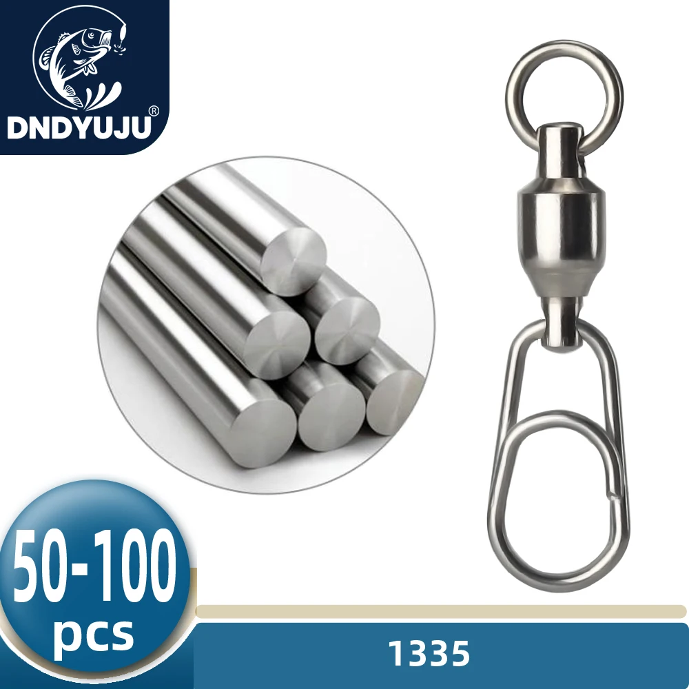 

DNDYUJU 50/100pcs Bearing Swivel Oval Split Rings Stainless Steel Hooked Snap Rolling Swivel Lure Connector Fishing Accessories