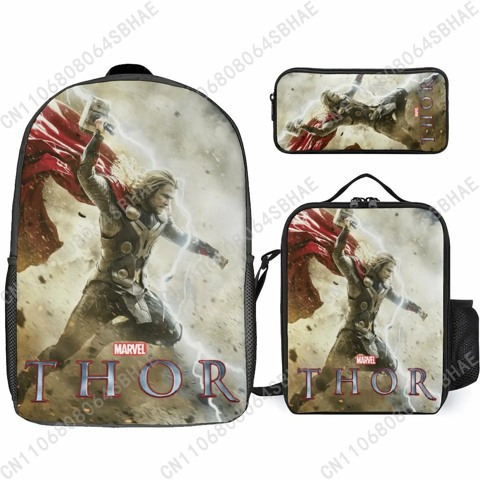 

Школьный рюкзак Marvel The God of Thunder для подростков, учащихся средней и старшей школы, 3 шт., сумка для книг, сумка для обеда, сумка для карандашей, косплей