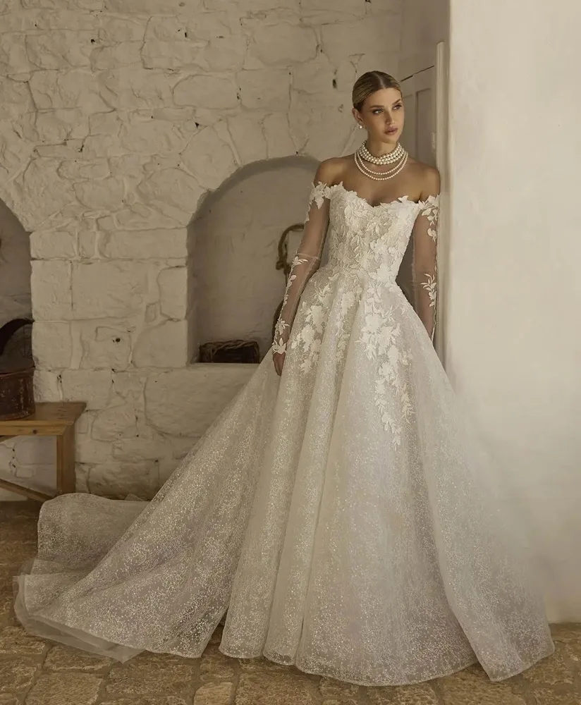 Preciosos vestidos De Novia De línea A, diseño artístico, escote en forma De corazón, apliques De flores, vestido De Novia De encaje personalizado, Vestidos De Novia De talla grande