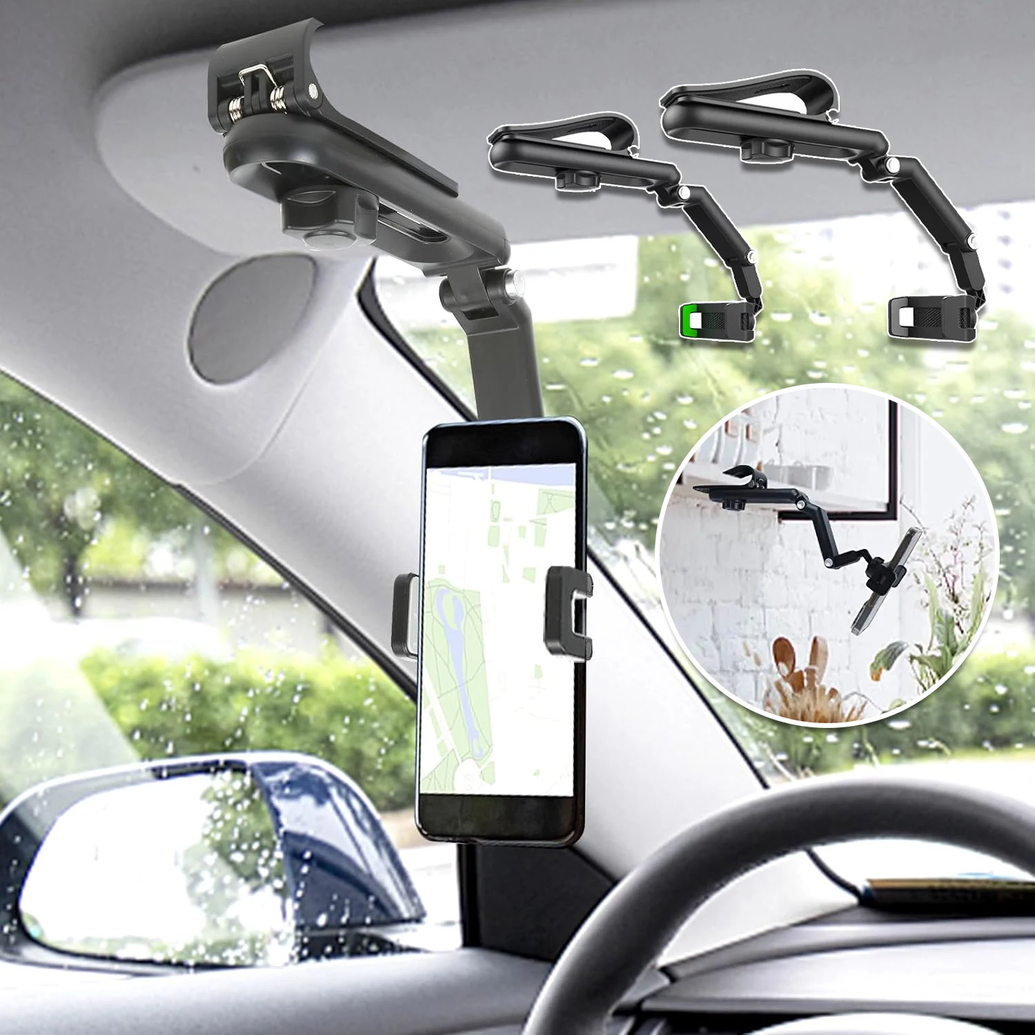 

1/2/4PCS Universal Car Sun Visor Phone Holder 360° Rotating Multi-Angle Mount for All Phones Sturdy Clip Design