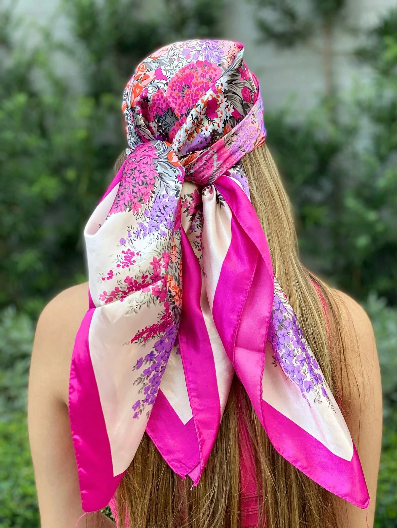 Square Silk Scarf Women Luxury Brand Satin Print Hijab Scarves Muslim Pareo Bandana Female Shawl Wrap Headband Foulard 90*90cm image 3