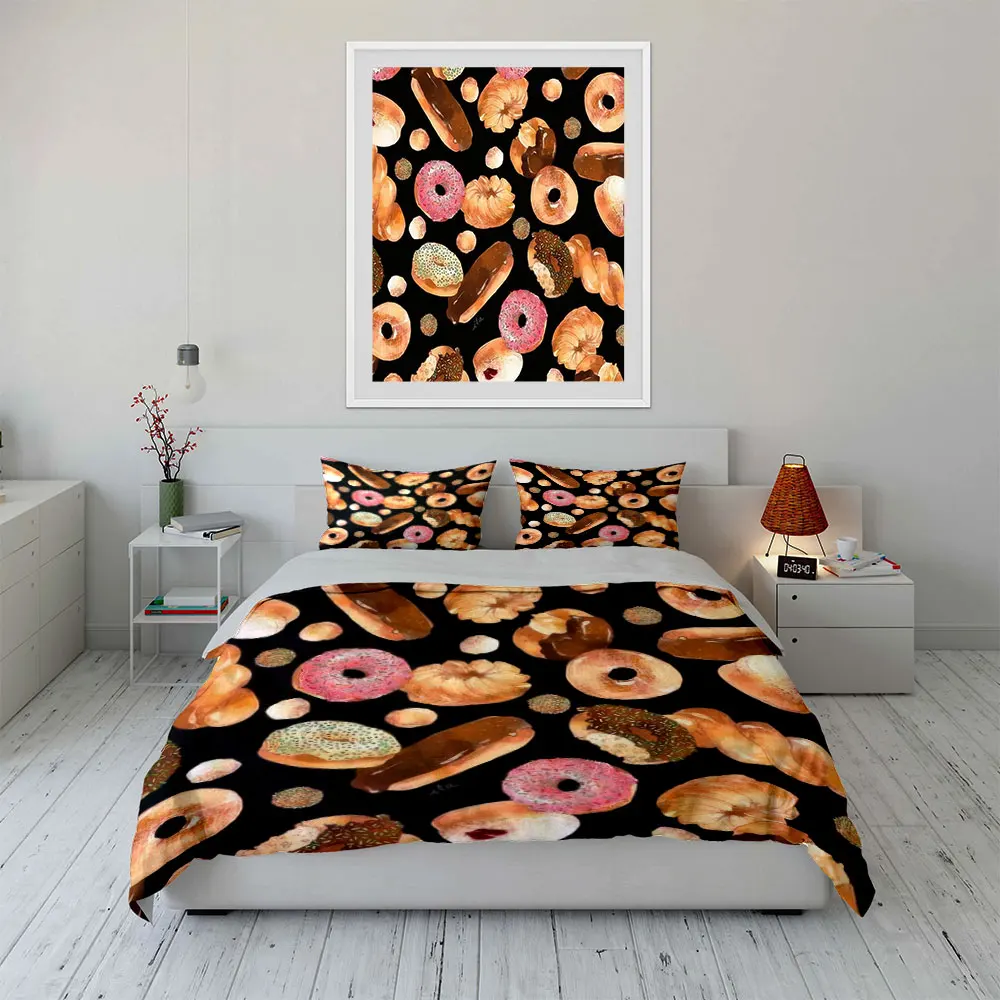 

"Bakery Style Home Decor Set" Bedding Set with 1 Duvet Cover 2 Pillowcases Single Double King Queen, Gift