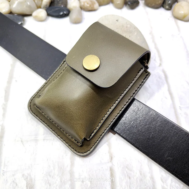 

blongk Multifunctional Waist Bag Genuine Leather Belt Pack Zippered Card & ID Holder Car Key Pouch LFD