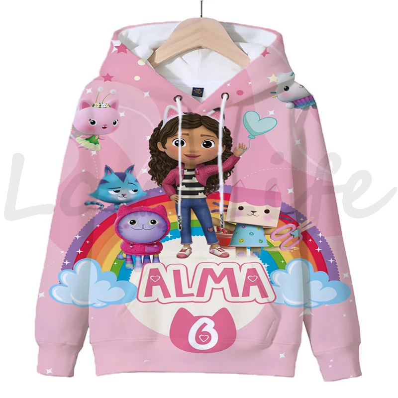 Gabbys Dollhouse Hoodies Children Cute Cartoon Sweatshirt Boys Girls Autumn Tops Gabby Cats Print Pullover Sudadera Kids Clothes