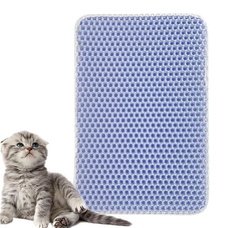 Cat Litter Box Mat Double-Layer Cat Litter Trapping Pad Waterproof Under Litter Box Collection Mat For Indoor Cat Living Playing