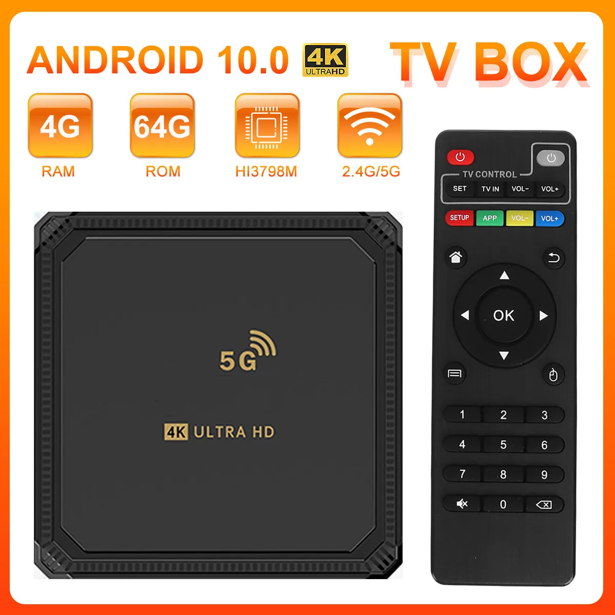 16+256G Smart TV Box Hisilicon Hi3798M Quad-core Chip 4K 2.4G 5G Dual Wifi High Definition Set Top For Android 9.0 Media Player