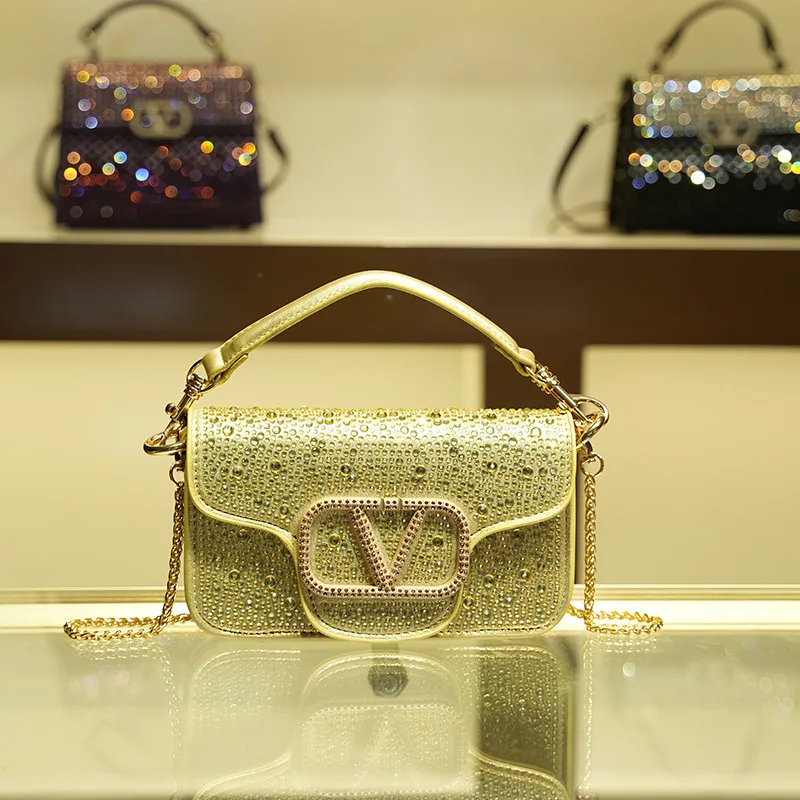 

2026 New Rhinestone Mini Square Bag Convertible Top Handle Shoulder Elegant Evening Purse Gift for Women