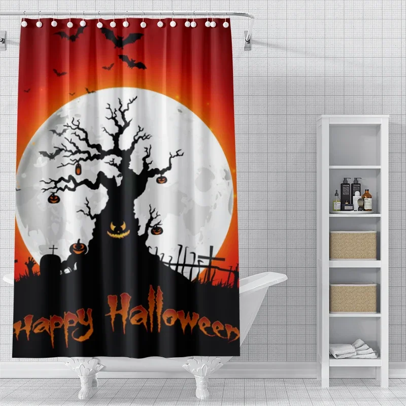 Home decoration shower curtains bathroom waterproof curtain fabric Modern Nordic Living Room happy Halloween Autumn Pumpkin