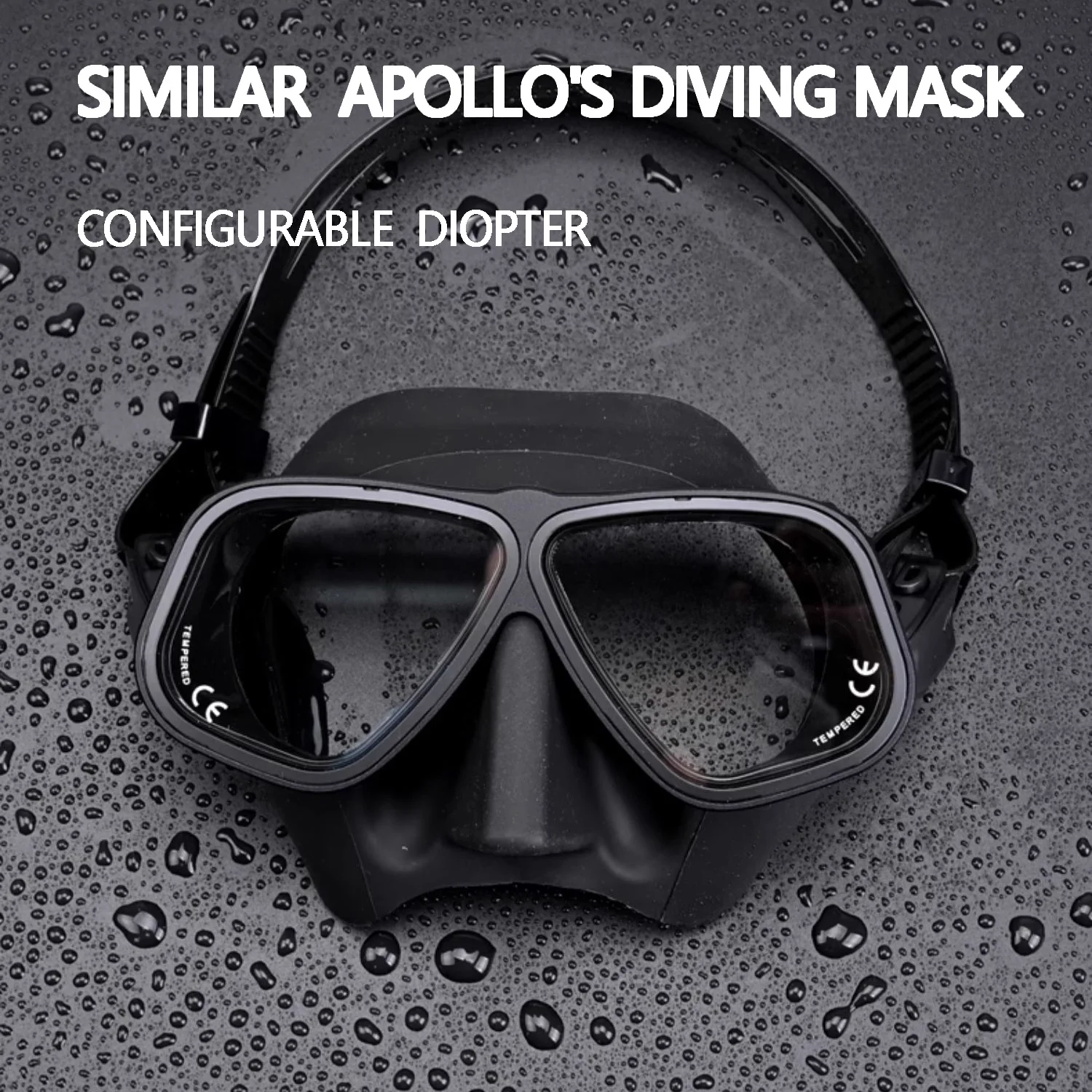 Apollo\'s Similar Free Diving Mask Aluminum Alloy Frame Configurable Diopter Glasses Mask Scuba Masks Snorkeling Wet Tube Set