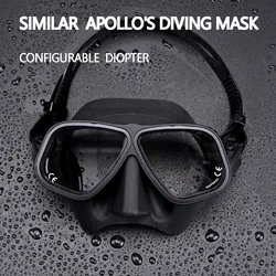 Apollo's Similar Free Diving Mask Aluminum Alloy Frame Configurable Diopter Glasses Mask Scuba Masks Snorkeling Wet Tube Set