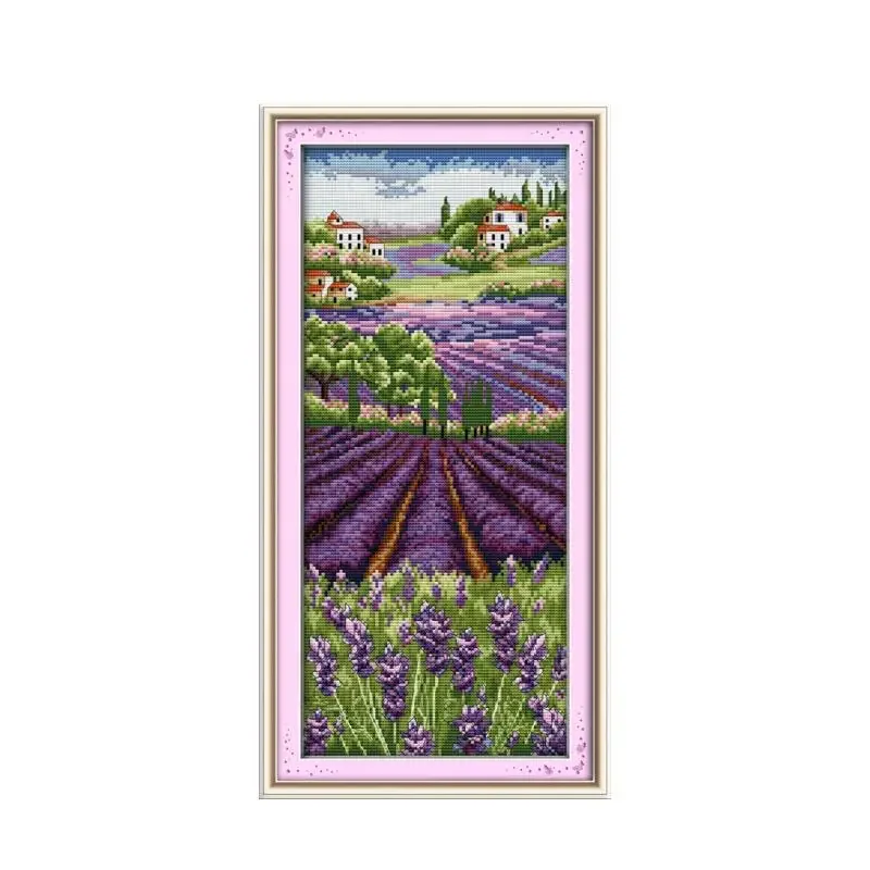 Lavender champaign cross stitch kit 14ct 11ct count printed canvas stitching embroidery DIY handmade needlework