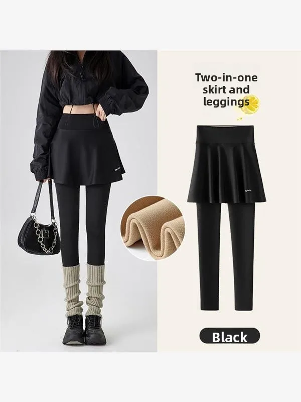 

Теплые флисовые брюки-юбка для йоги с высокой талией для женщин, осенне-зимние, непрозрачные, для прогулок