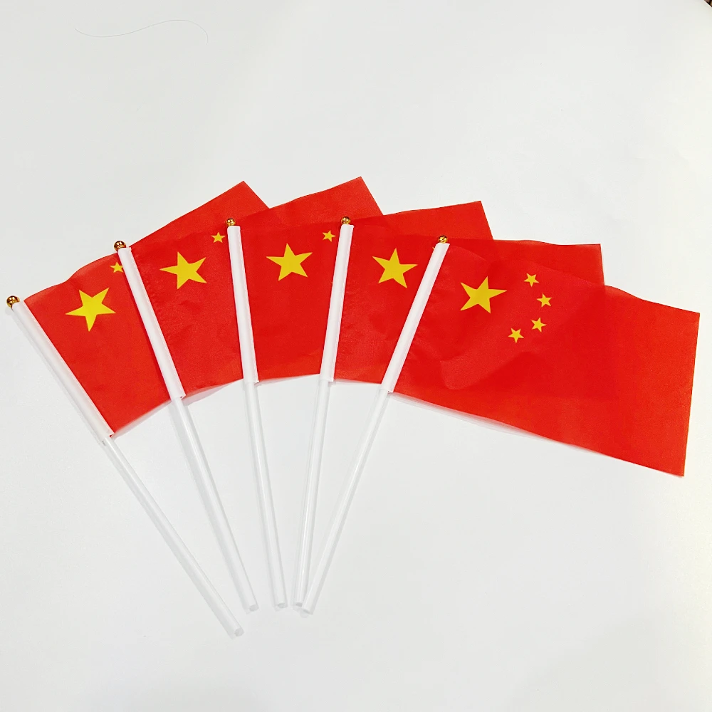 CHINA National flag14x 21cm  CHINESE flags hand waving flags With Plastic Flagpoles For Sports Activity home Decor