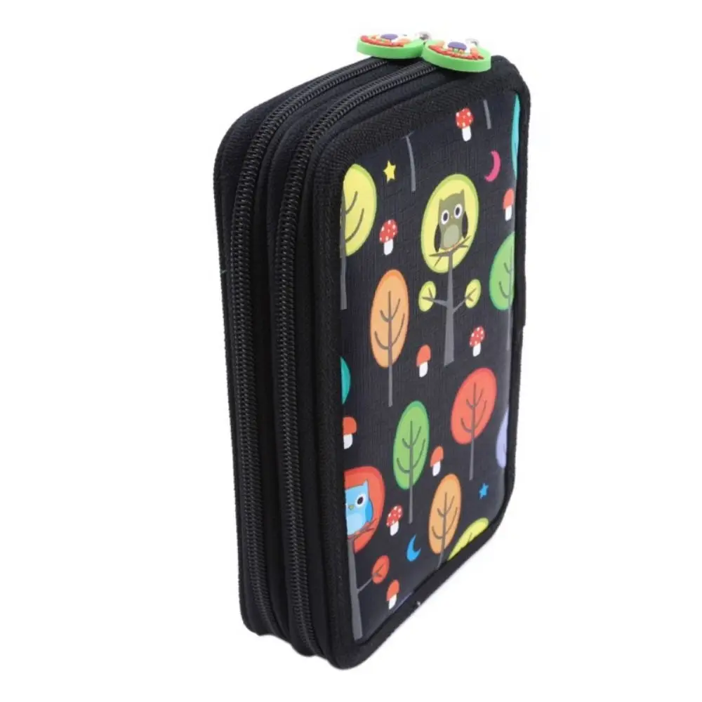32/52/72 Hole Sketch Pencil Case Cartoon Large Capacity Pen Storage Bag Zipper Closure Multiple Compartments