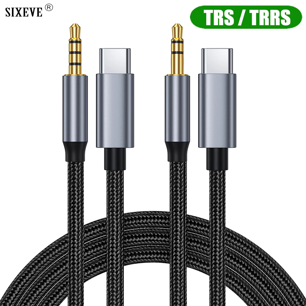 USB نوع C إلى 3.5 مللي متر جاك TRRS/TRS كابل مساعد آيفون 16 سامسونج شاومي mi موصل سماعة 3/4 القطب سلك الصوت 0.2 متر-3 متر Hifi