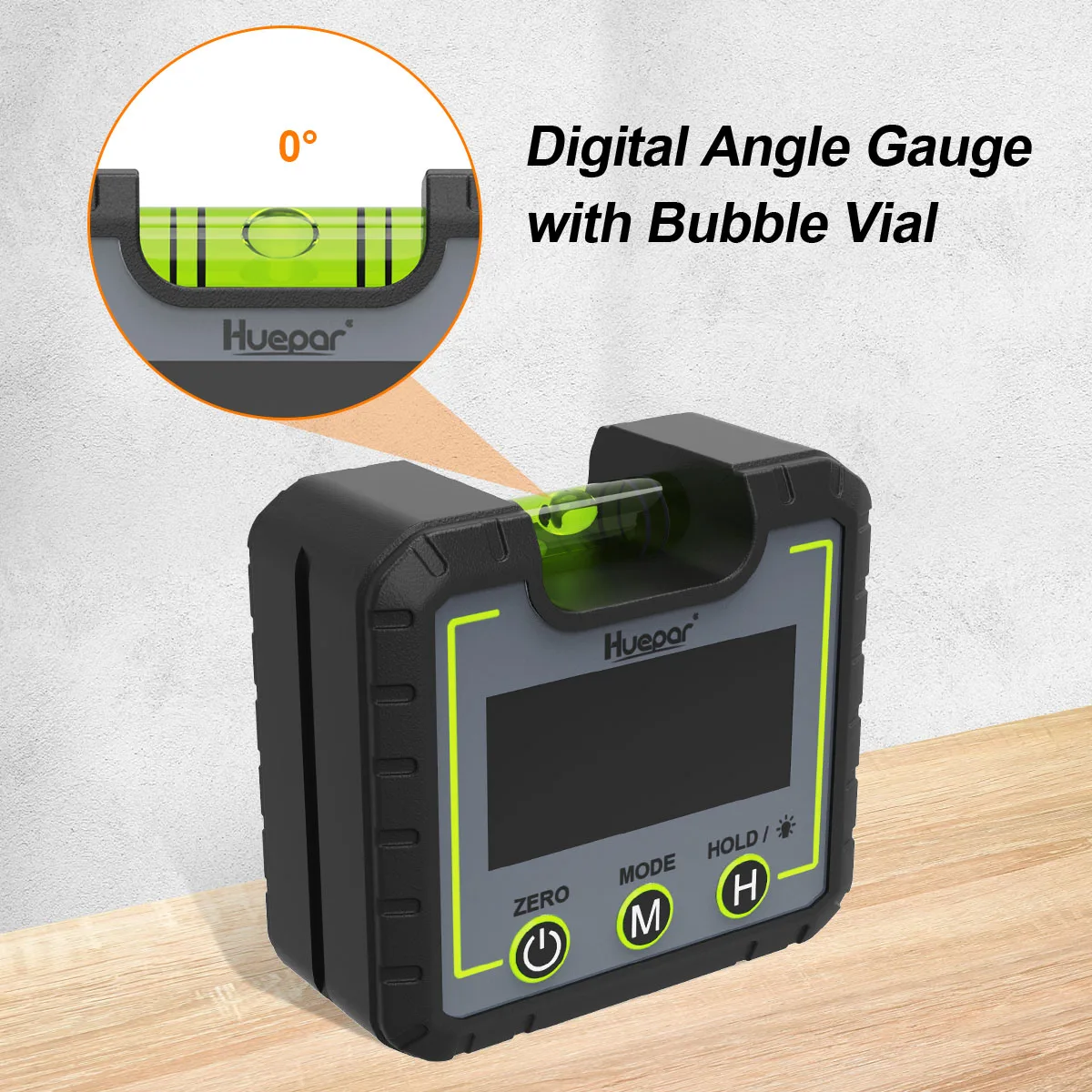 Huepar Digital Level Angle Gauge Mini Angle Finder Level Box with V-Groove Magnetic Base&Backlight LCD Bevel Gauge Inclinometer