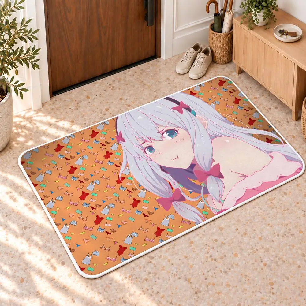 Anime I-Izumi S-Sagiri Cute Floor Mat Flannel Rug Soft Non Slip Door Mat For Bathroom Bedroom Kitchen Living Room Home Decor