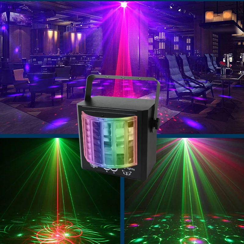 Imagem -06 - Remote Controlled Disco Party Lights Color dj Laser Projector Voz Led Vermelho Verde Blue Strobe Light Club Holiday Show Lamp