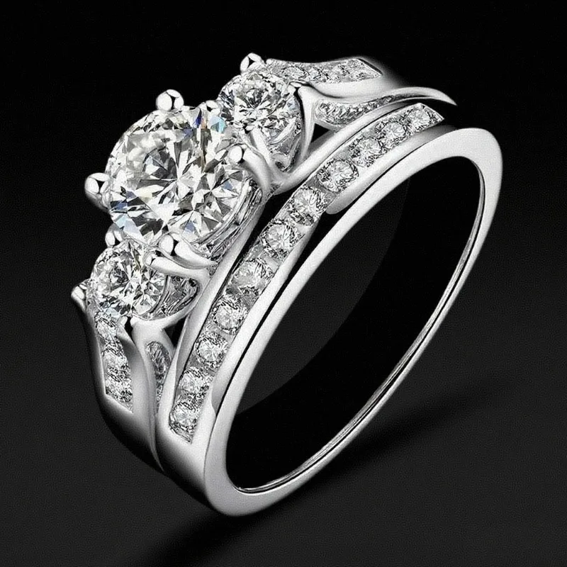 

Four-claw inlaid zircon jewelry pair ring, exquisite high-end light luxury ring