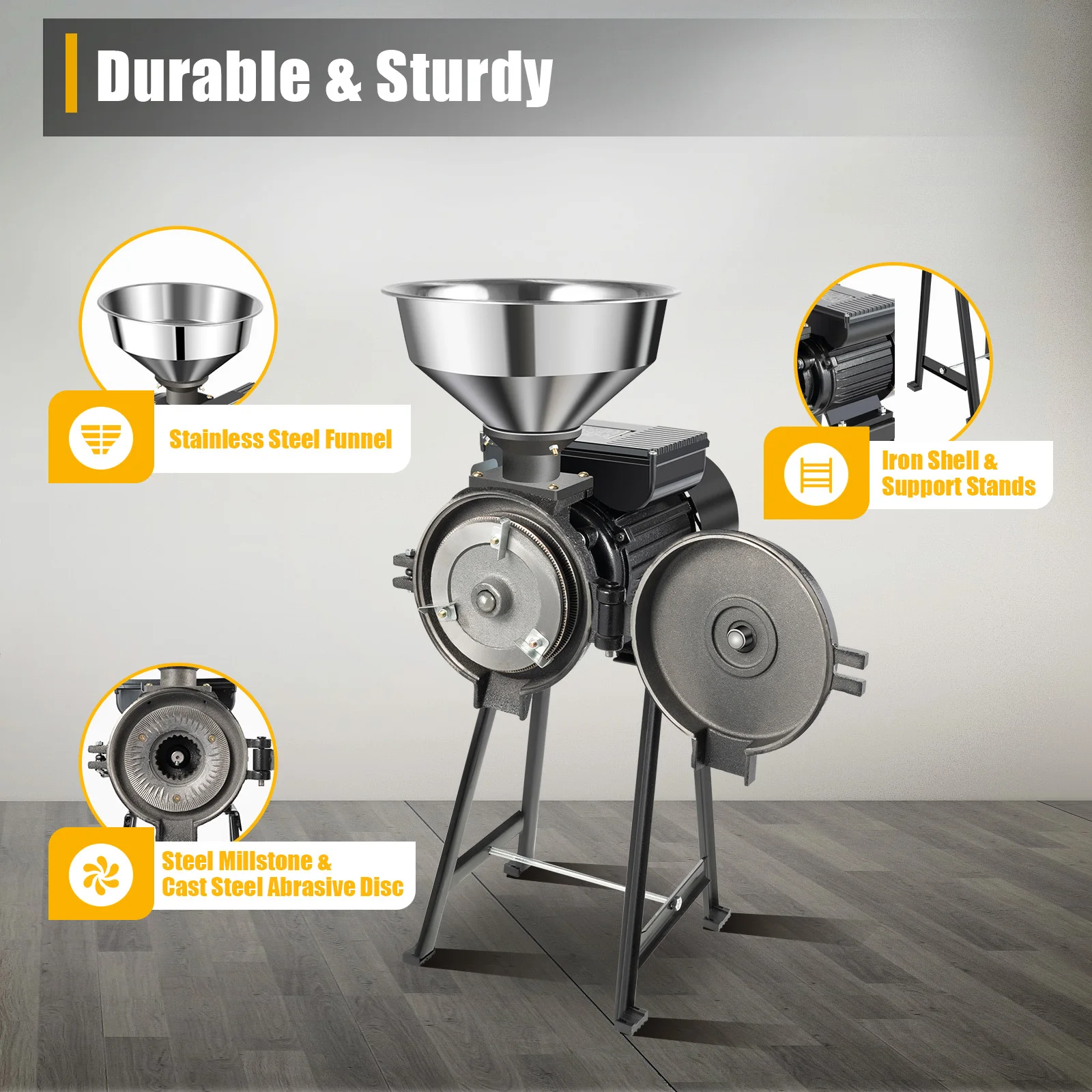 3000W 110V Grinder Machine Dry Electric Feed and Flour Mill Cereals Grinder ，Rice Corn Grain Coffee Wheat Grain Mill