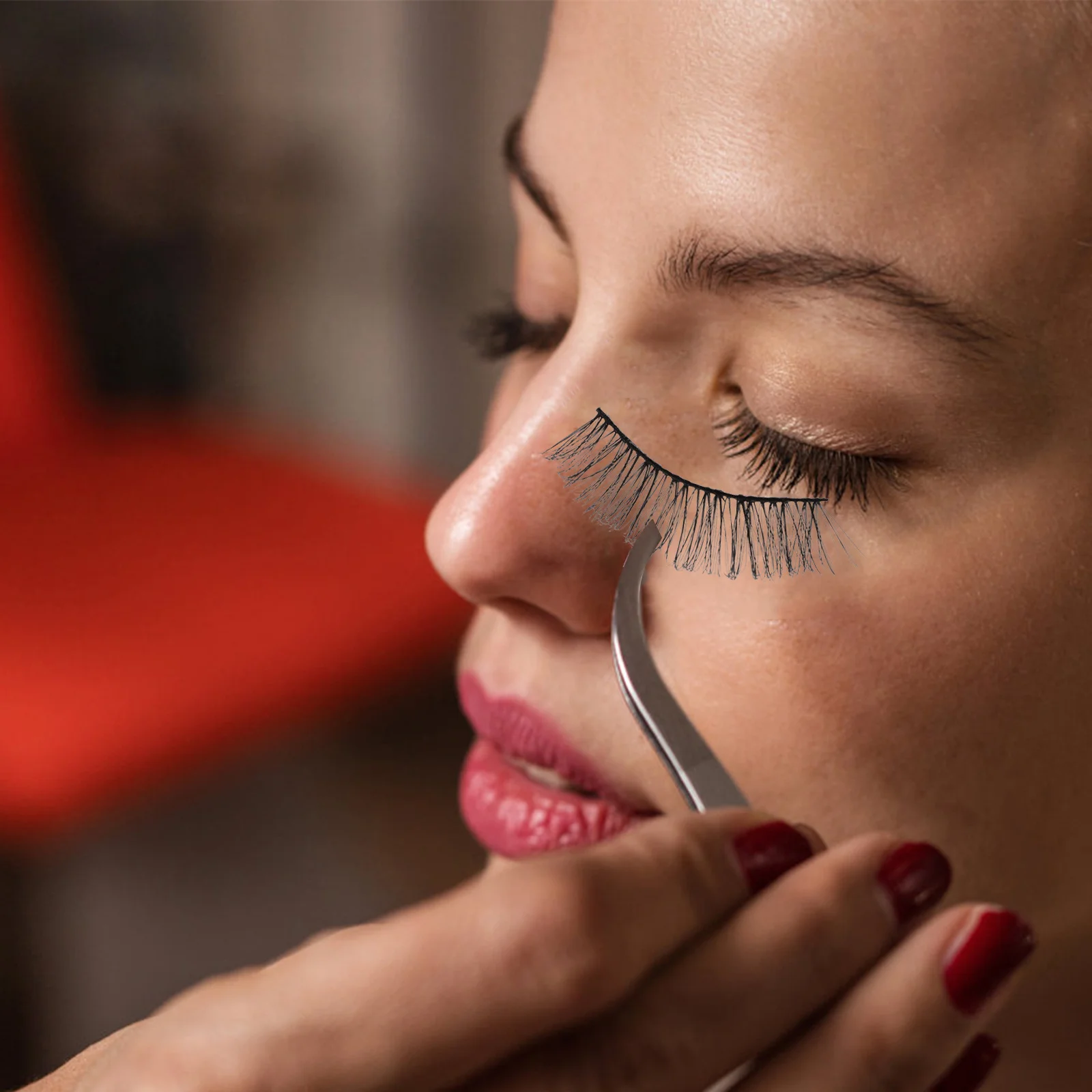 NOLITOY 5쌍 5D 인조 속눈썹 18mm 자연스럽고 부드러운 가벼운 인조 속눈썹 일상 착용용 어플리케이터 도구 포함