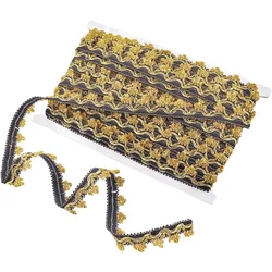 21 Yards Metallic Lace Trim Polyester Braided Ribbon 3/4 inch Gimp Fringe Trim Tassel Upholstery Trim with Crown Trimming