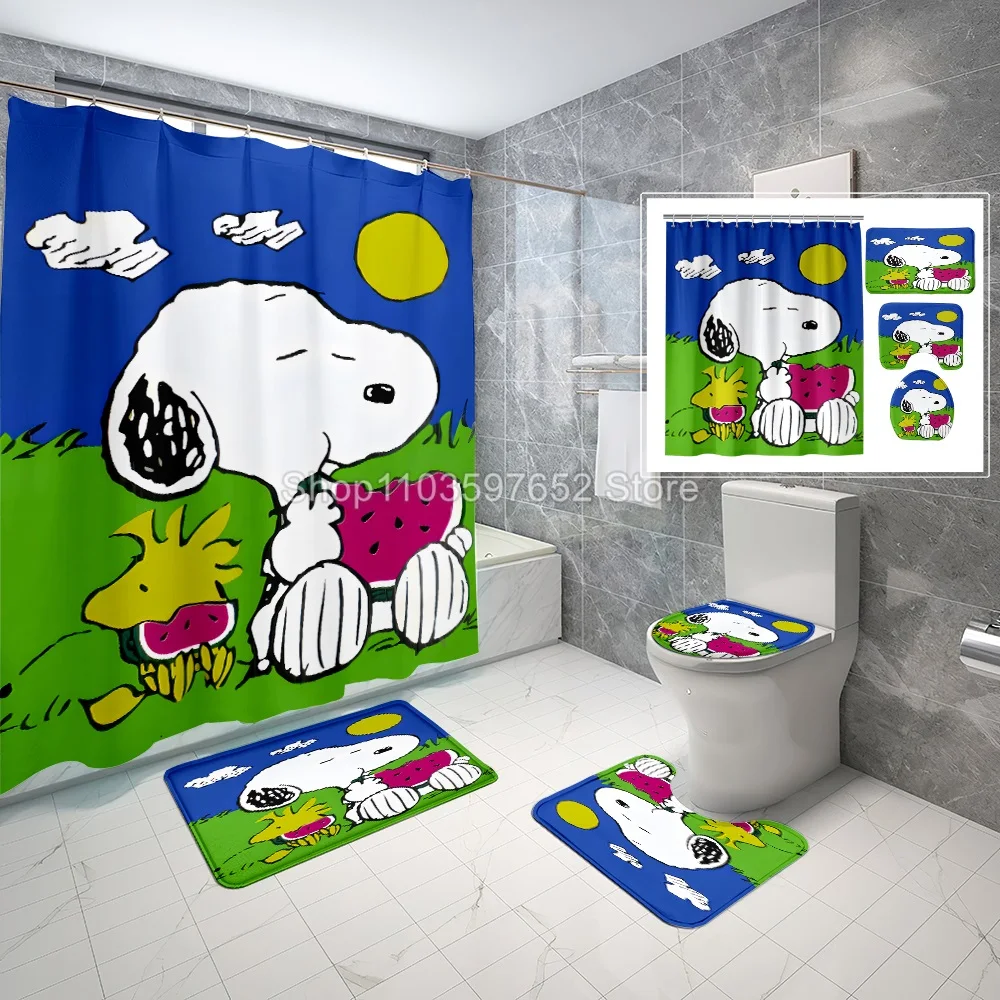 Snoopy Shower Curtain Waterproof Splash-proof and Corrosion-resistant Bathroom Dedicated Bathroom Full Set Luxury Set