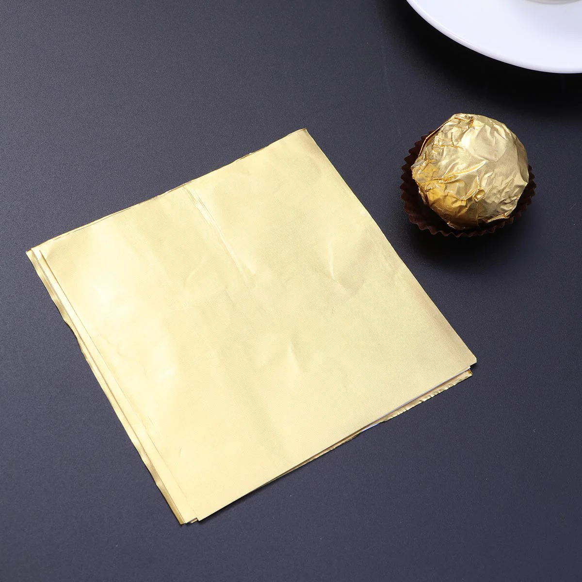 

300 Pcs Yellow Tissue Paper Food Wrapping Gold Aluminum Foil Chocolate