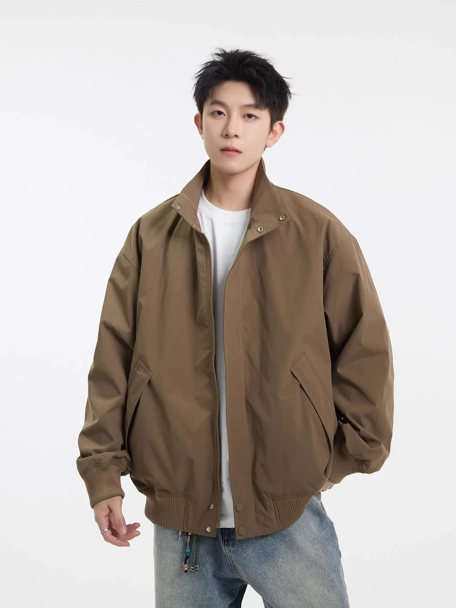 

Свободный американский полет Харрингтон Джет, мужской воротник, бейсбольная пара, хаки, Cleanfit, верхняя одежда, весна-осень, повседневная одежда