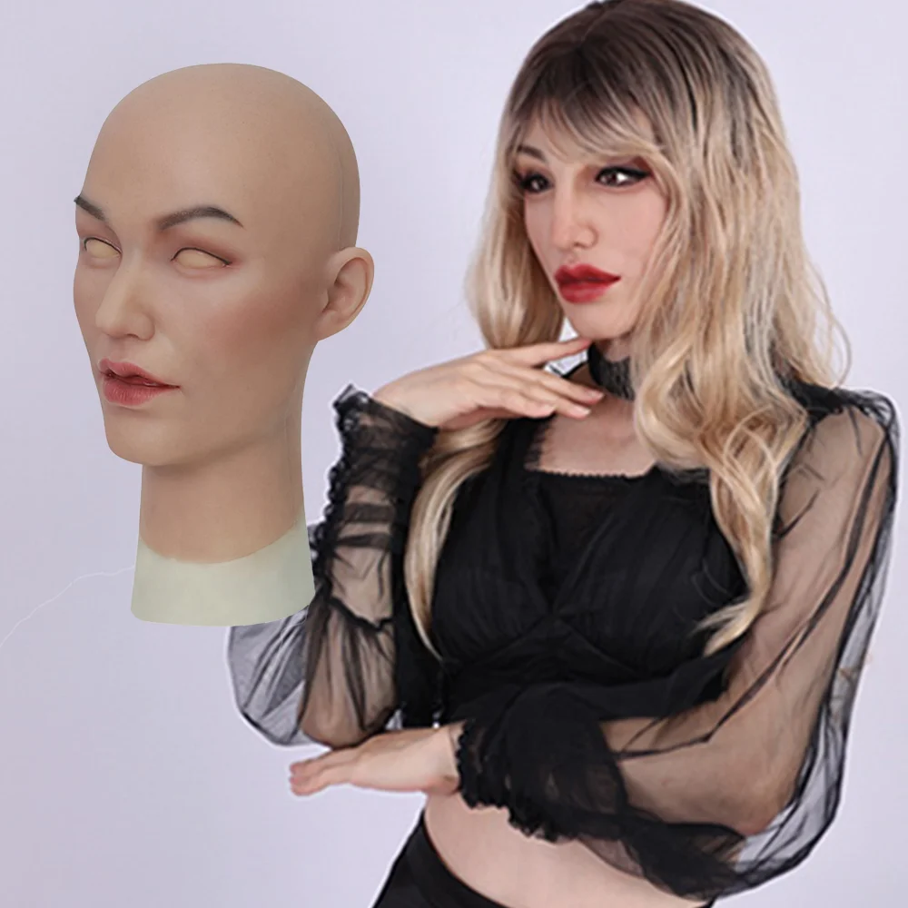 Realistic silicone dress-up for men and women, headcovers, dresses, headpieces, embroidered party performers, actors, or