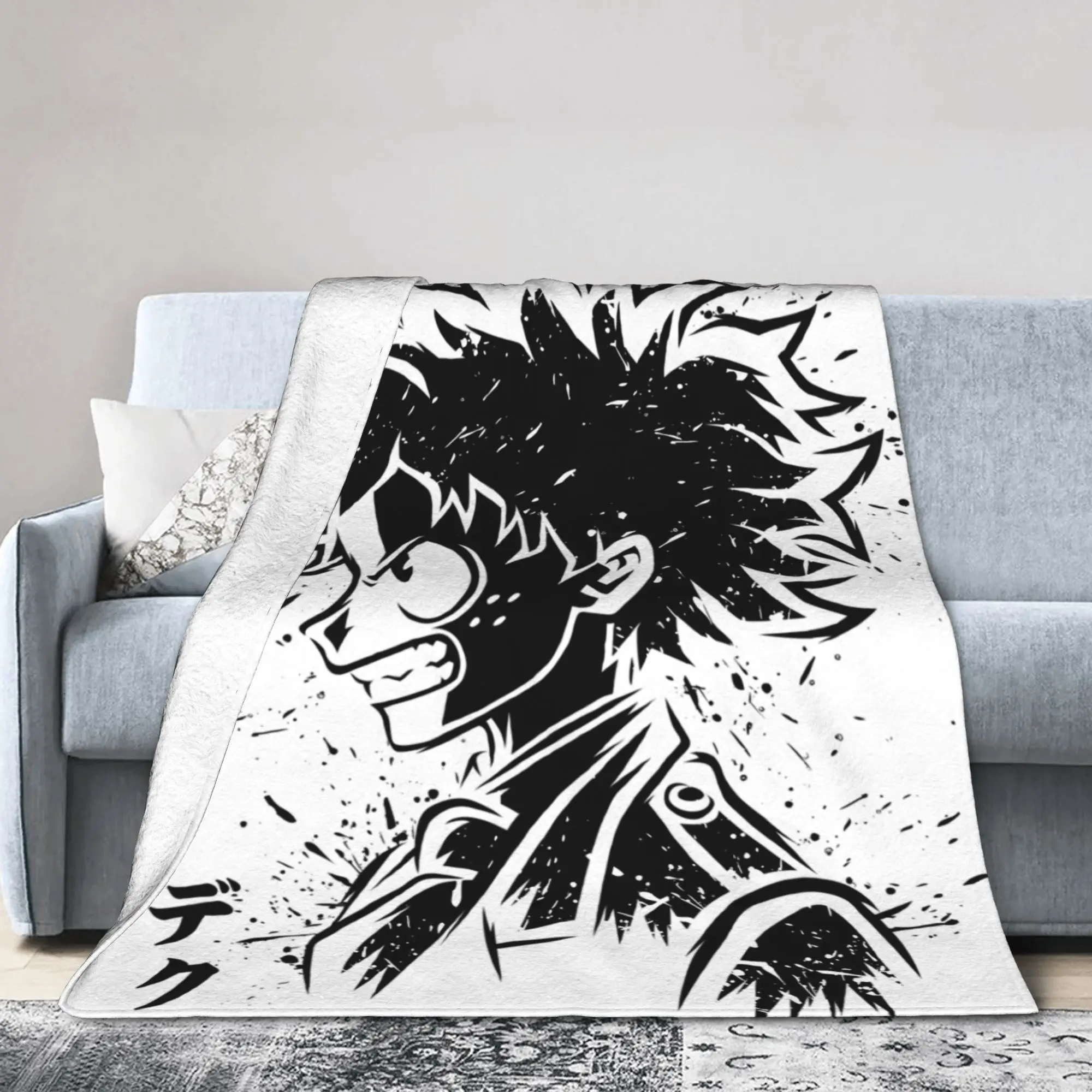 MHA Anime Sketch Hero Blankets  Plush Awesome Warm Throw Blankets for Home Restaurant Spring Autumn,