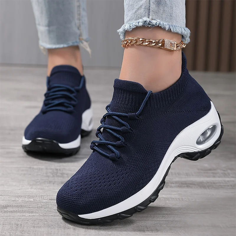 Women 2024 Summer Sport Running Shoes Air Cushioned Increase Height Sneaker Female Mesh Breathable Trainning Shoes Free Delivery