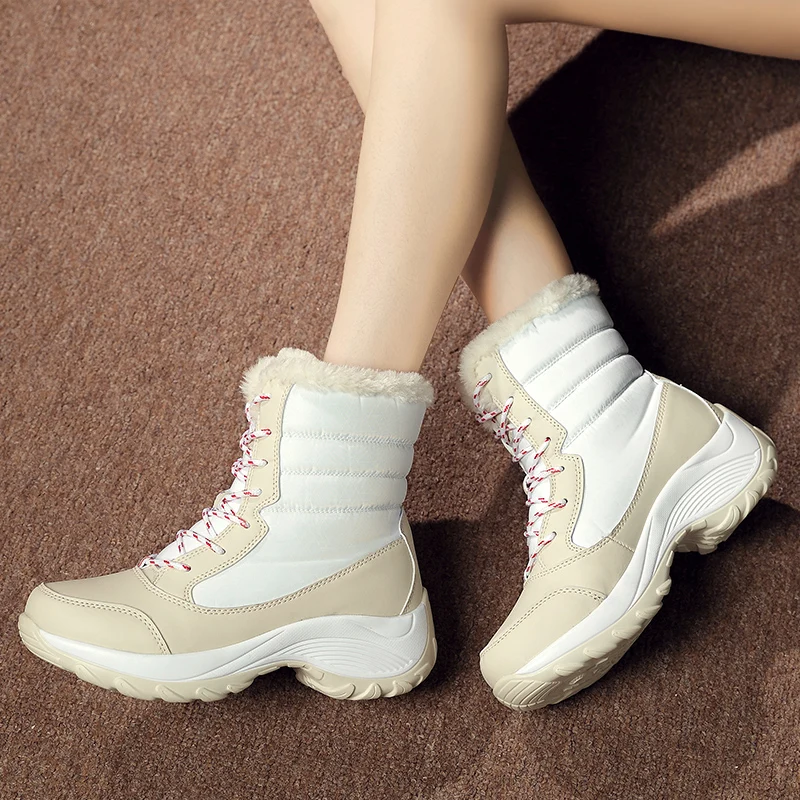 2023 Snow Boots Women Cotton Plush Warm Ankle Boots Women Shoes Height Increasing Platform Casual Fur Shoes Waterproof Botas