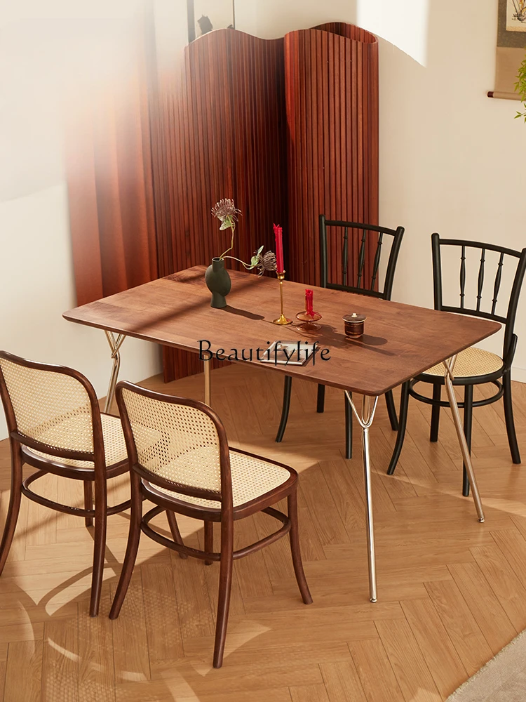 

Small Apartment Rectangular Dining Table Household Solid Wood Mid-Ancient Dining Table