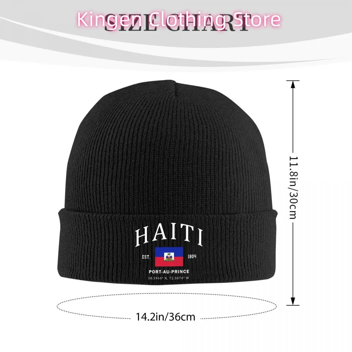 Topi Kupluk Rajut Bendera Haiti Kustom, Topi Beanie Keren Musim Dingin Hangat untuk Pria Wanita Dewasa Unisex, Topi Bonnet Patriotik Haiti