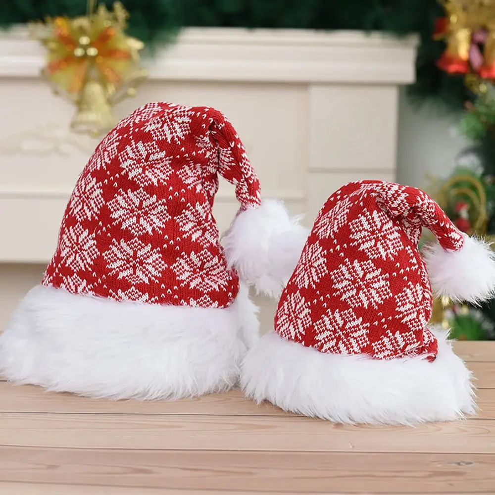 Party Supplies Soft  Snowflake Stripe  Adult Children Hat Santa Claus Hat Warm Cap Christmas Hat