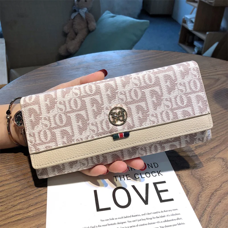 2025 Genuine Leather Women Wallets Long Cowhide Purse Original Design Letter Print Clutch Bags For Ladies Birthday Present Gift